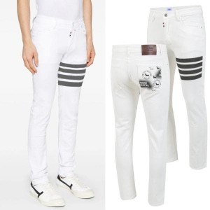 톰* 사선 도그프린트 화이트 진