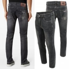 구* 레터링 자수 흑청 워싱 청바지