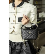 샤* 고급 25 크루즈 캐비어 체인 호보백 블랙 스몰