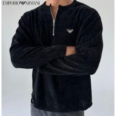 알** 지퍼 헨리넥 골지 티셔츠