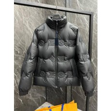 루* 모노그램 퀄티드 블루종 패딩 자켓