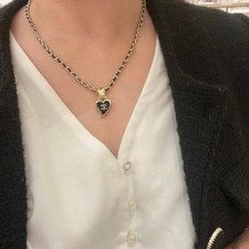 샤* 미니하트 레더 목걸이 귀걸이