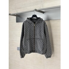 루* 전판로고 후드 데님 자켓