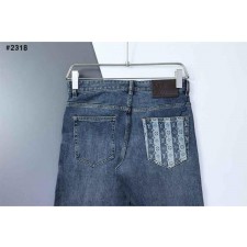 루* 스트라이프 로고 데님진