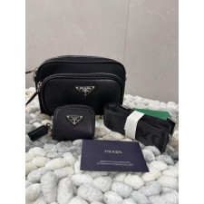 프** 리나일론 및 사피아노 가죽 숄더백 크로스