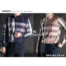 버** 체크 스판 셔츠