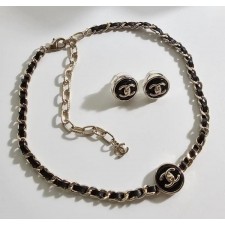 샤* 코인 레더 초커 이어링