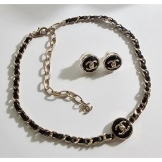 샤* 코인 레더 초커 이어링