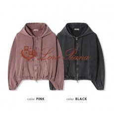 로* 피아나 유니섹스 피그먼트 크롭 후디자켓