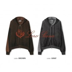 로* 피아나 유니섹스배색 후디 니트 자켓