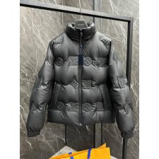 루* 모노그램 퀄티드 블루종 패딩 자켓