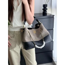 샤* 고급 25A 공방 스웨이드 투톤 쇼퍼 호보백 그레이