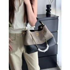 샤* 고급 25A 공방 스웨이드 투톤 쇼퍼 호보백 그레이