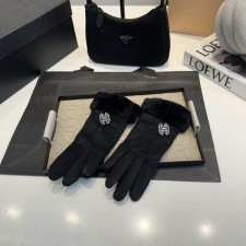 샤* 라쿤 사선 로고 스웨이드 장갑