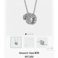 불** 세르펜티 바이퍼 펜던트 다이아 실버 목걸이