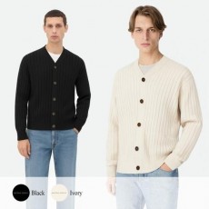 보** 사이드 로고 자수 니트 가디건