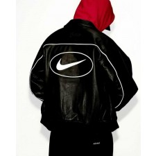 나** X 스** 에코레더 바시티 자켓