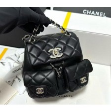 샤* 백팩 그레인드 샤이니 카프스킨  골드 메탈 블랙