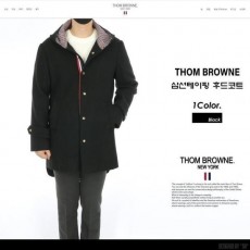 톰* 삼선 테이핑 후드 모직 코트 (수입고급)