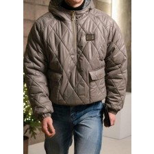 돌* 아노락 레더 퀄팅 패딩