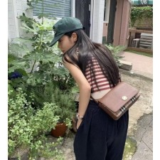 버** 스몰 레더 빈티지 체크 크로스백