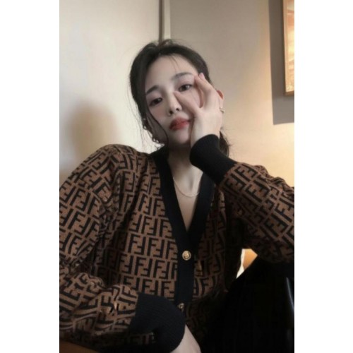 펜* FF로고 자가드 가디건 수입풀(여성)