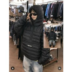 슈** 마이크로 다운 하프집 후드 풀오버