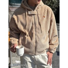 메* 키츠네 코듀로이 후드 숏 점퍼