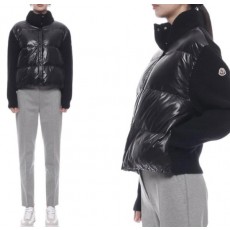 로고패치 패딩 레이어드 하이넥 여성 니트 집업