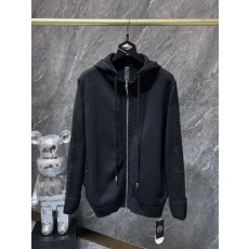 크* 가죽패치 니트 후드 집업