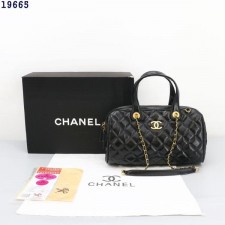 샤* 라지 볼링백 카프스킨 골드 메탈 블랙