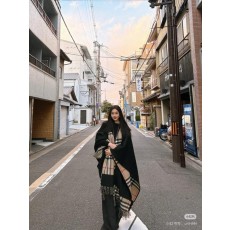 버** 체크블랙 리버시블 캐시 숄